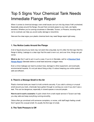 Top 5 Signs Your Chemical Tank Needs Immediate Flange Repair