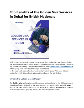 Top Benefits of the Golden Visa Services in Dubai for British Nationals