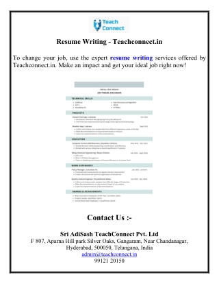 resume writing teachconnect in
