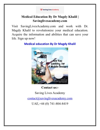 Medical Education By Dr Magdy Khalil Savinglivesacademy.com