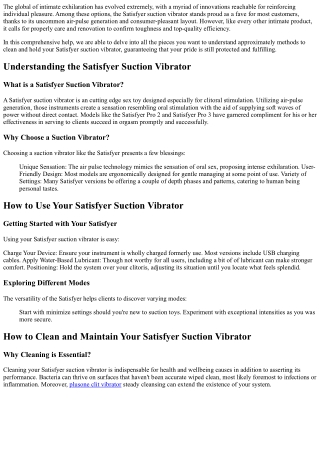 How to Clean and Maintain Your Satisfyer Suction Vibrator
