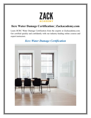 Iicrc Water Damage Certification Zackacademy.com