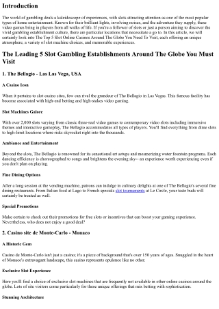The Top 5 Slot Casino Sites All Over The World You Have To Go To