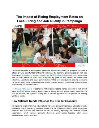 JobSpherePH _ The Impact of Rising Employment Rates on Local Hiring and Job Quality in Pampanga