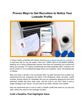Tier 1 _ JobTipsPH _ Proven Ways to Get Recruiters to Notice Your LinkedIn Profile