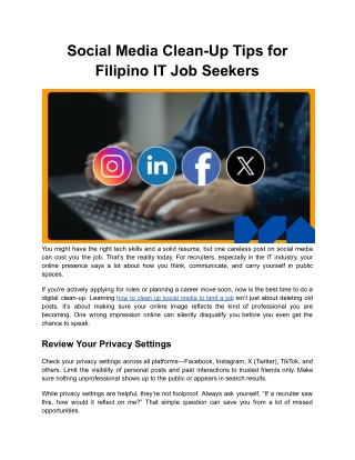 Social Media Clean-Up Tips for Filipino IT Job Seekers