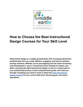 how to choose the best instructional design