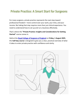Private Practice Course for Surgeons | Start Your Practice with Confidence