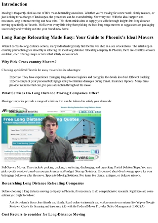 Long Distance Moving Made Easy: Your Overview to Phoenix's Ideal Moving companie