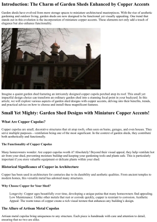 Small Yet Mighty': Garden Shed Designs with Miniature Copper Accents!