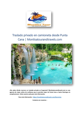 Traslado privado en camioneta desde Punta Cana | Montisatourandtravels.com