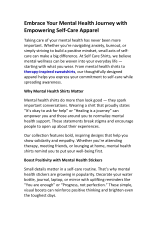 Explore Self-Care Fashion & Therapy Shirts | Self Care Shirts