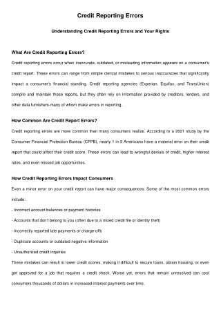 credit reporting errors