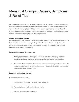 Menstrual Cramps_ Causes, Symptoms & Relief Tips