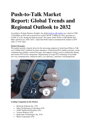 push to talk market report global trends