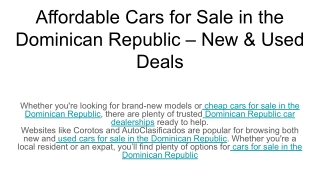 Affordable Cars for Sale in the Dominican Republic – New & Used Deals