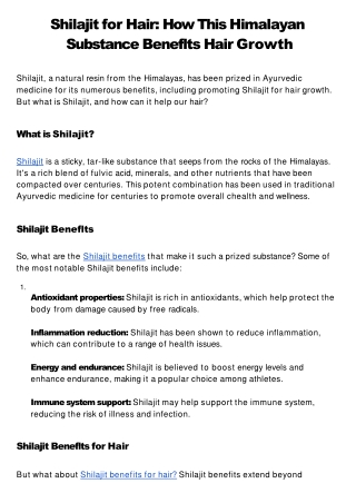 Shilajit for HaShilajit for ir How This Himalayan Substance Benefits Hair Growth