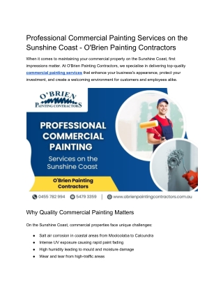 Professional Commercial Painting Services on the Sunshine Coast - O'Brien Painting Contractors