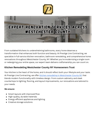 Expert Renovation Services Across Westchester County