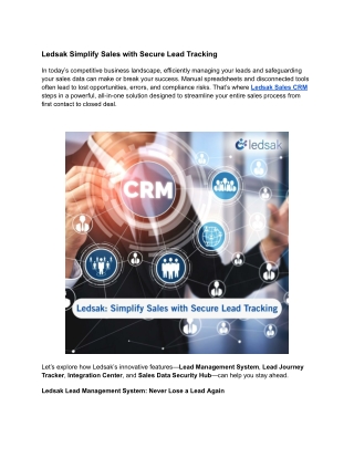 ledsak simplify sales with secure lead tracking