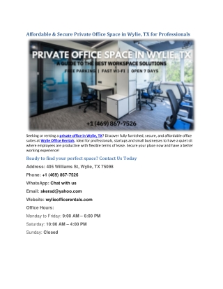 affordable secure private office space in wylie