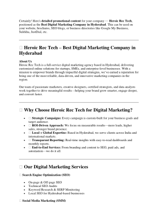 Top Digital Marketing Services in Hyderabad