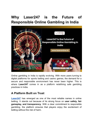 Why Laser247 is the Future of Responsible Online Gambling in India