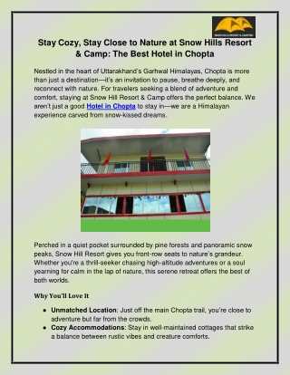 Hotel in Chopta