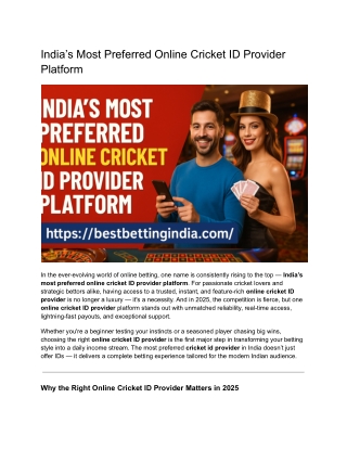 India’s Most Preferred Online Cricket ID Provider Platform