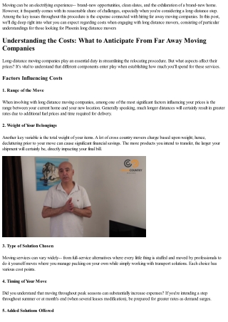 Recognizing the Expenses: What to Anticipate From Long Distance Moving Companies