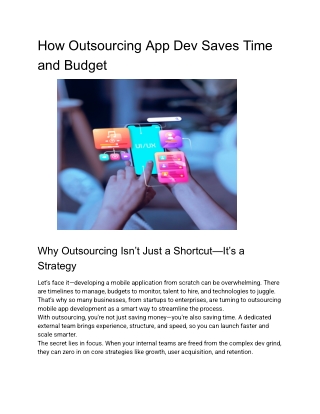 How Outsourcing App Dev Saves Time and Budget
