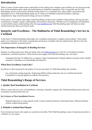 Integrity and Excellence - The Hallmarks of Tidal Remodeling's Service in Carlsb