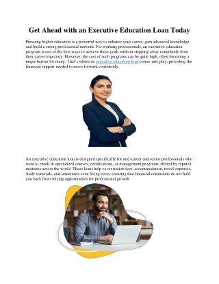 Get Ahead with an Executive Education Loan Today