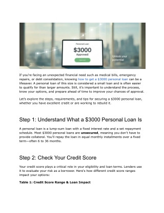 How to Secure a $3000 Personal Loan with Good or Bad Credit