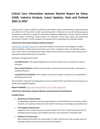 Critical Care Information Systems Market