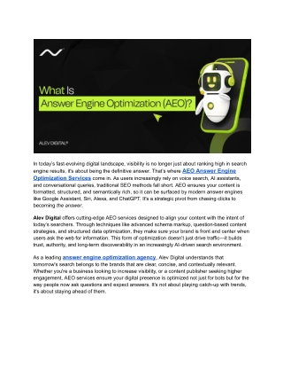 AEO Answer Engine Optimization Services
