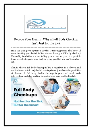 Full Body Health Checkups