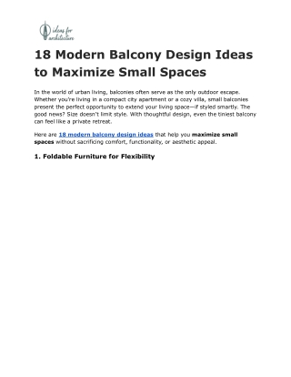 18 Modern Balcony Design Ideas to Maximize Small Spaces