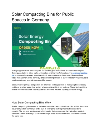 Solar Compacting Bins for Public Spaces in Germany