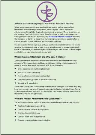 anxious attachment style quiz a mirror