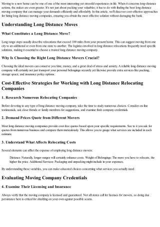 Affordable Approaches for Working With Long Distance Moving Companies