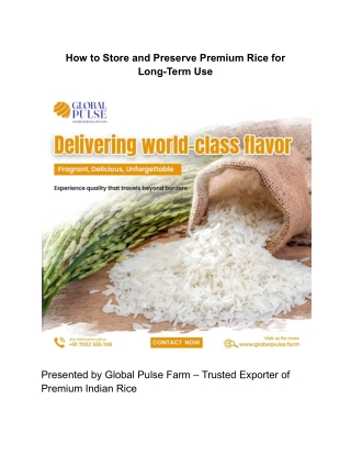 How to Store and Preserve Premium Rice for Long-Term Use
