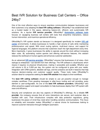 Best IVR Solution for Business Call Centers  Office 24by7 docx  Google Docs