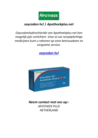 oxycodon hcl | Apotheekplus.net