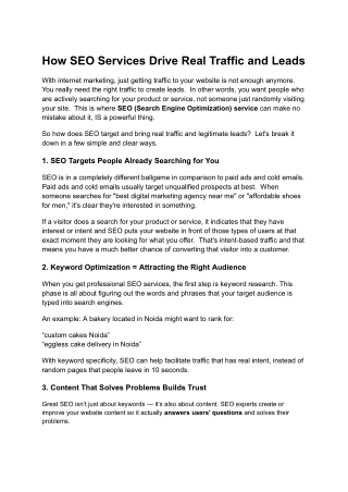 How SEO Services Drive Real Traffic and Leads