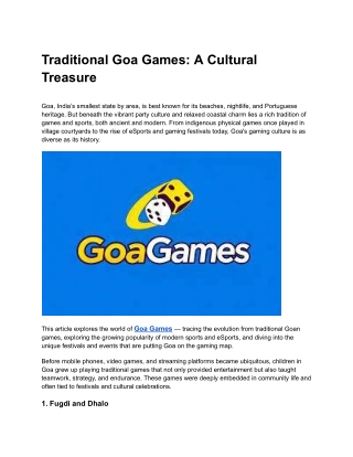traditional goa games a cultural treasure
