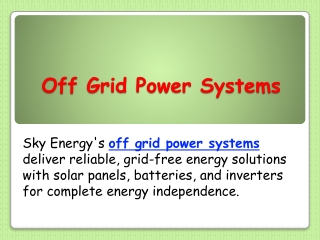off grid power systems