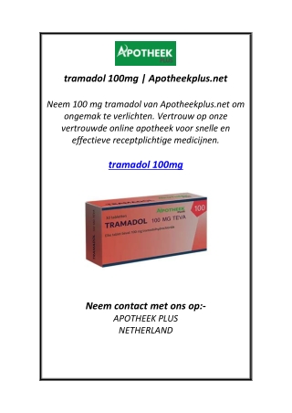 tramadol 100mg | Apotheekplus.net