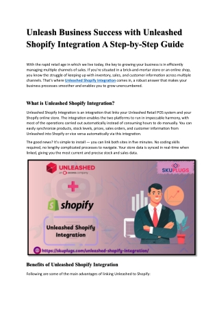 Unleash Business Success with Unleashed Shopify Integration A Step-by-Step Guide