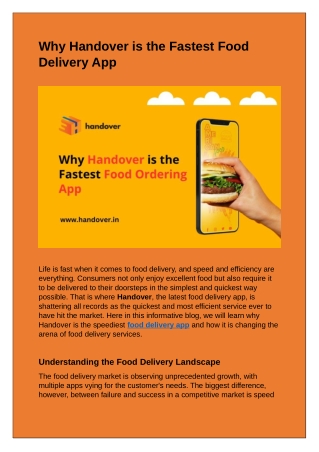 Why Handover is the Fastest Food  Delivery App